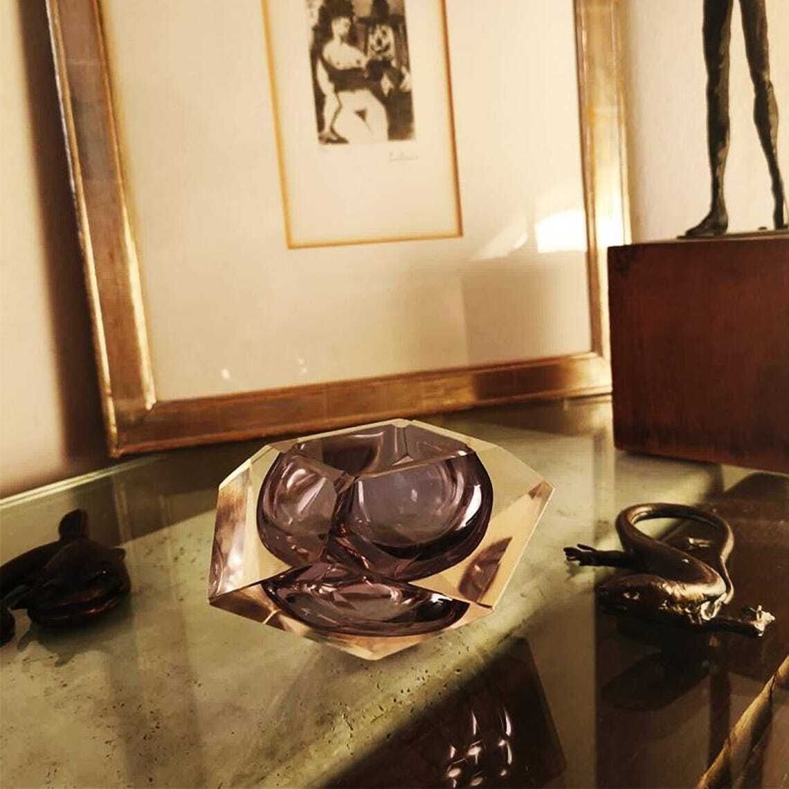1960s Big Rare Color Ashtray Or Catch All In Murano Glass By Flavio Poli For Seguso. 15cm. / 5.90 Inches photo 285.0