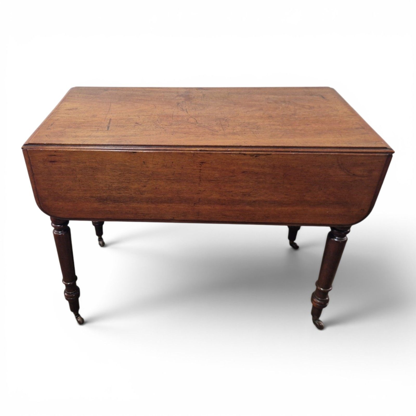 Antique Victorian Mahogany Pembroke Table Drop Leaf Dining Side Table Castors photo furniture