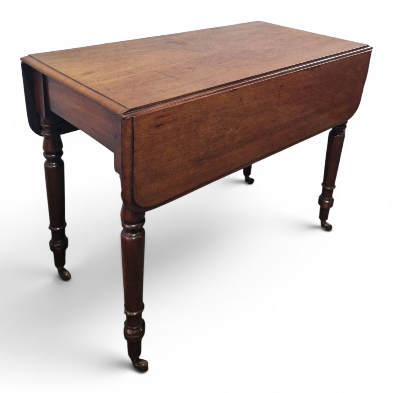 Antique Victorian Mahogany Pembroke Table Drop Leaf Dining Side Table Castors photo 175.0
