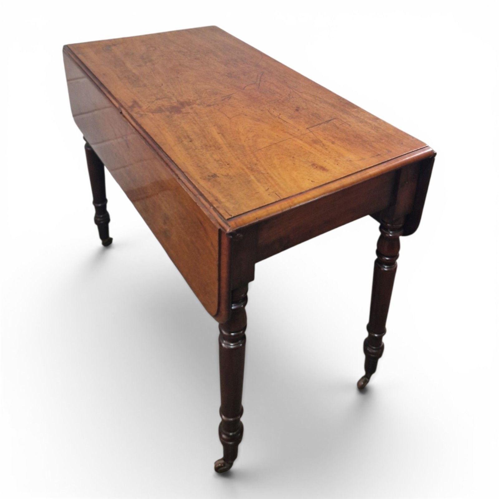photo for sale Antique Victorian Mahogany Pembroke Table Drop Leaf Dining Side Table Castors