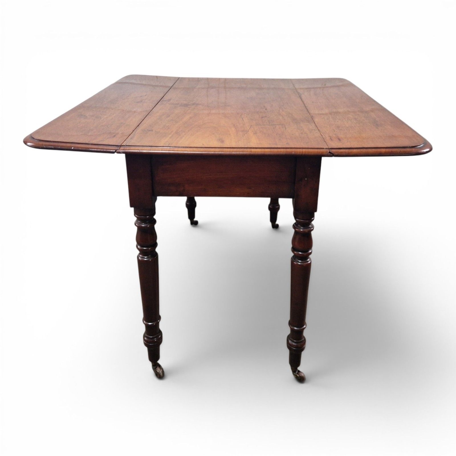175.0 Antique Victorian Mahogany Pembroke Table Drop Leaf Dining Side Table Castors photo