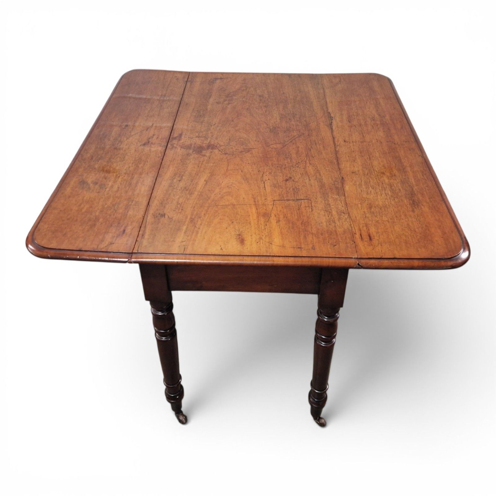 photo vinterior Antique Victorian Mahogany Pembroke Table Drop Leaf Dining Side Table Castors