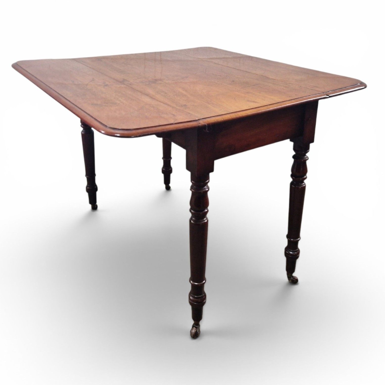 photo vintage Antique Victorian Mahogany Pembroke Table Drop Leaf Dining Side Table Castors