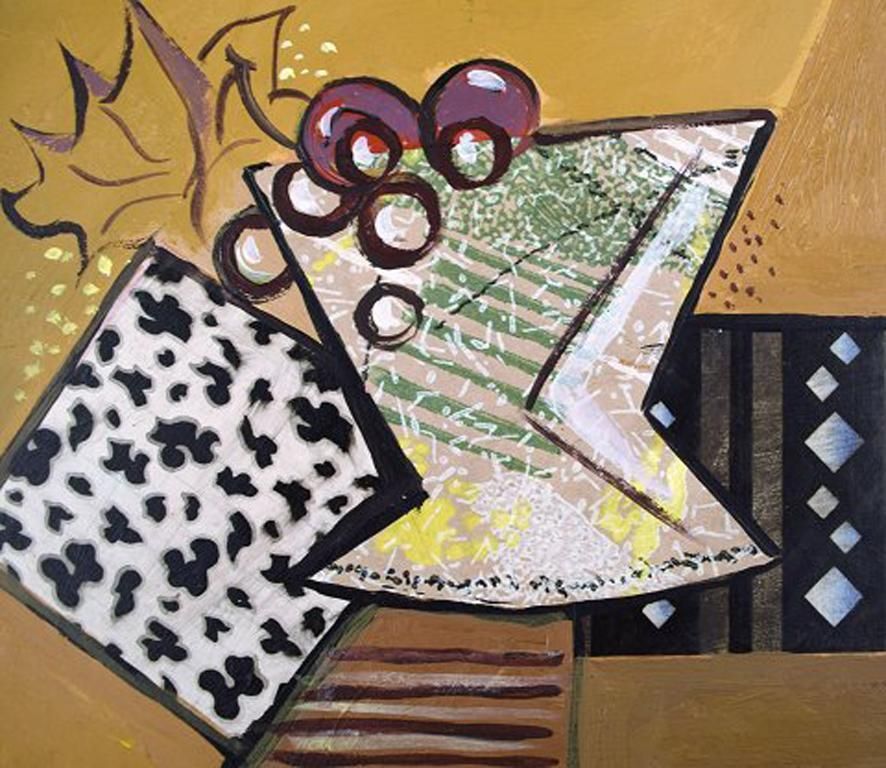 Gouache On Plate, Still Life, Constructivist School, Circa 1915 photo furniture