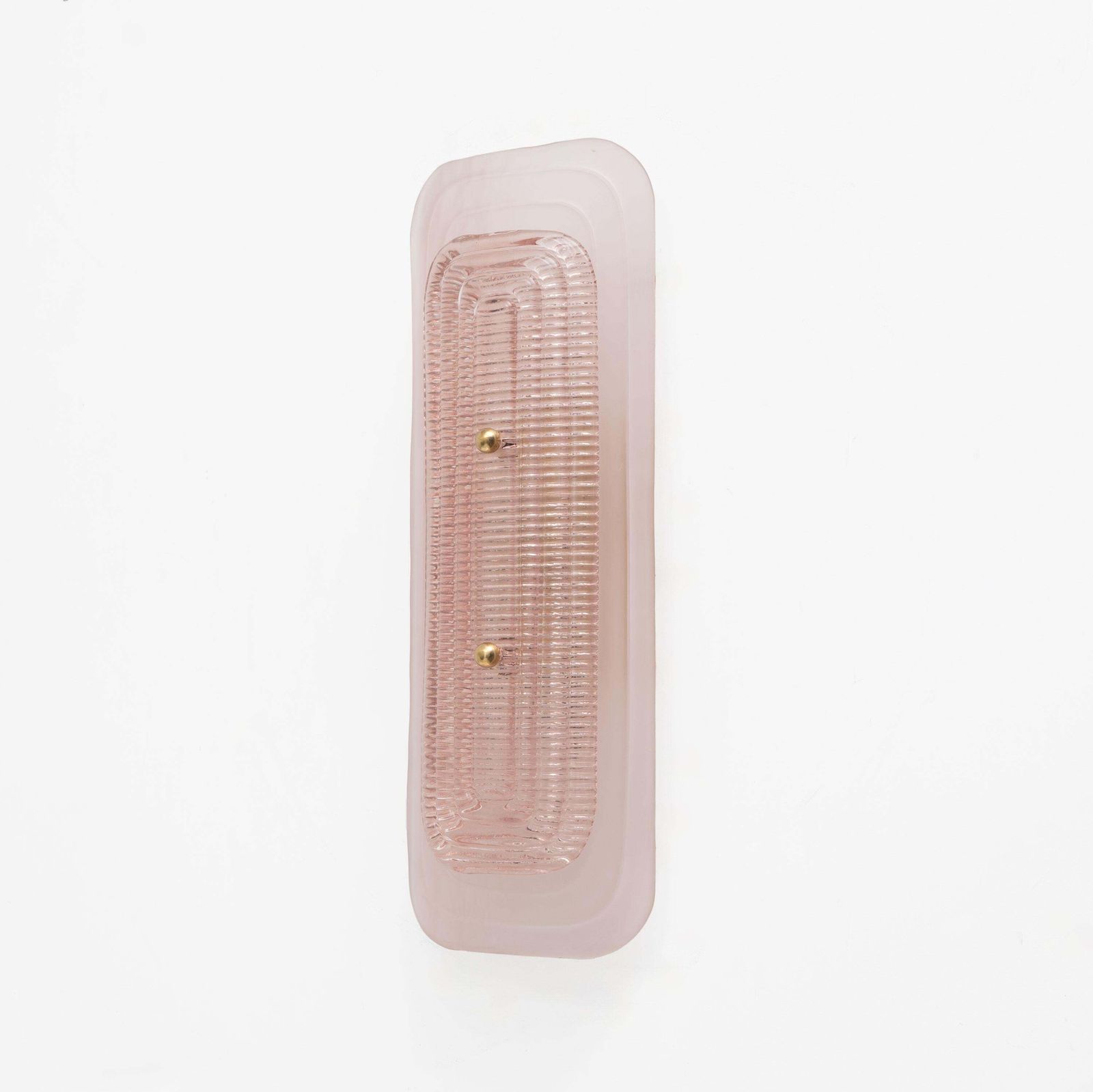 Pair Of Art Deco Wall Sconces In Matte And Glossy Pink Murano Glass And Brass photo for sale