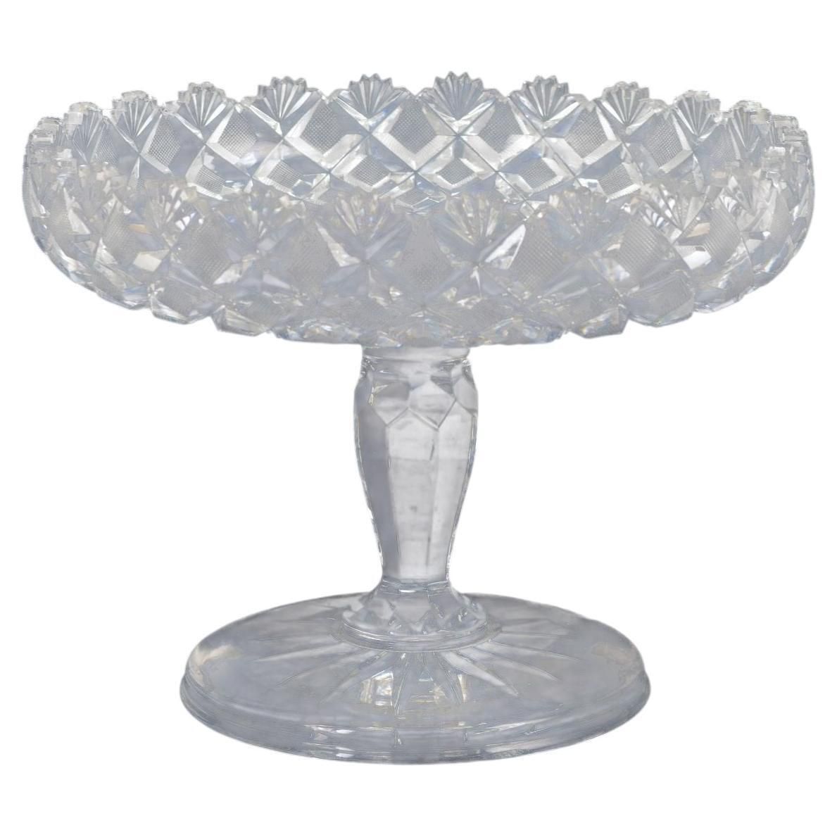 Geslepen Compote In Helder Kristalglas Met Stervormige Rand. Jaren 1930/40