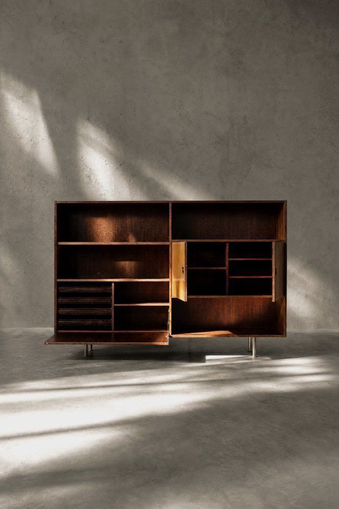 Mid-Century Modern Scandinavisch rozenhout highboard met bar van Æ. Jensen & T. Mølholm, jaren 1960 photo vinterior