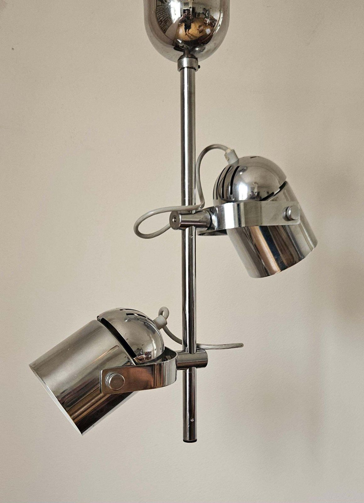 Mid-century zeldzame chromen plafondlamp Lidokov, jaren 1970 photo furniture
