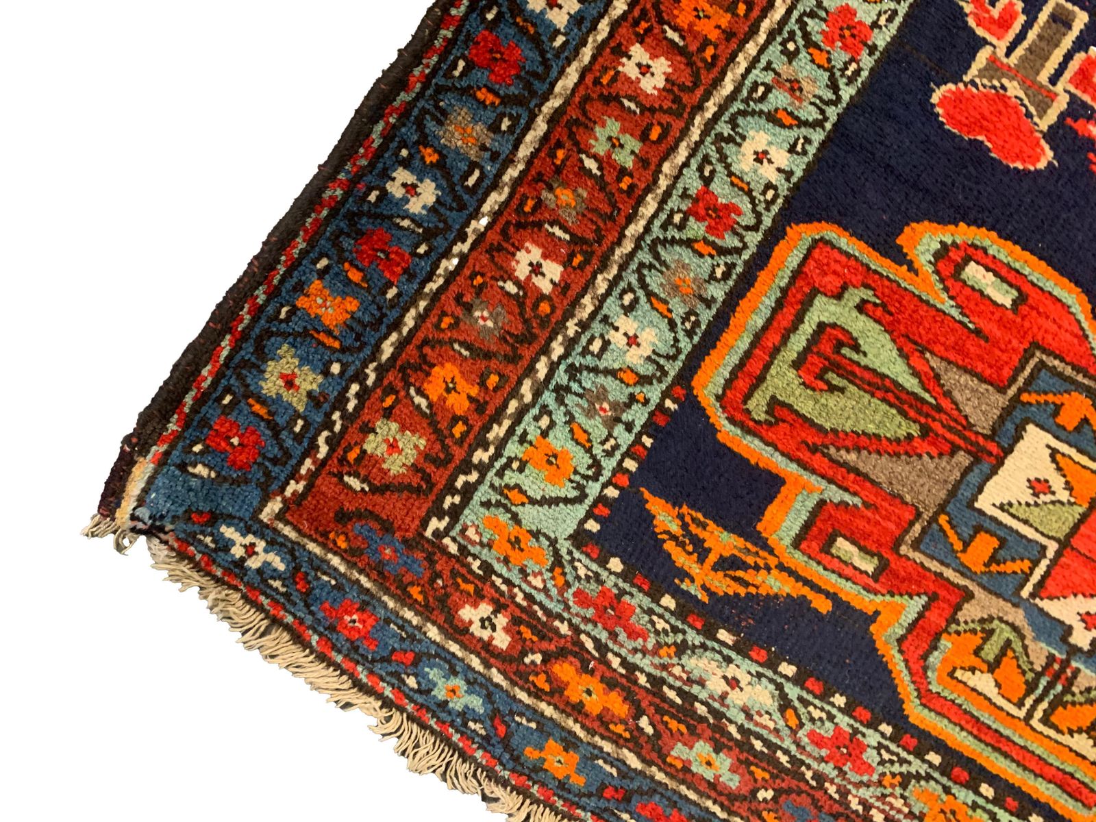 Tapis de couloir d'époque, fait main, laine tribale orientale traditionnelle photo vinterior