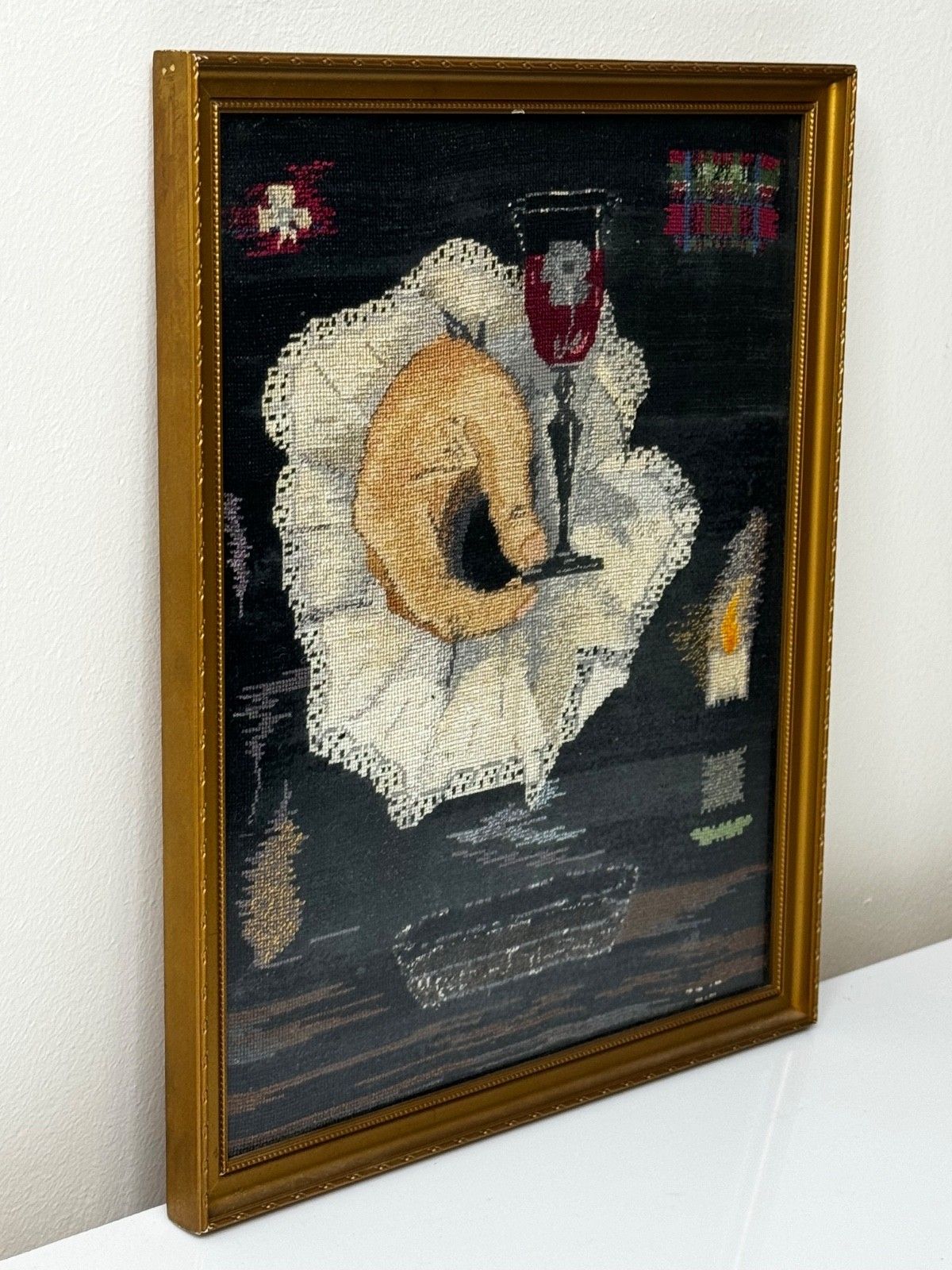 Vintage Jacobite eerbetoon, borduurwerk "King Over The Water" Treason Toast photo vintage