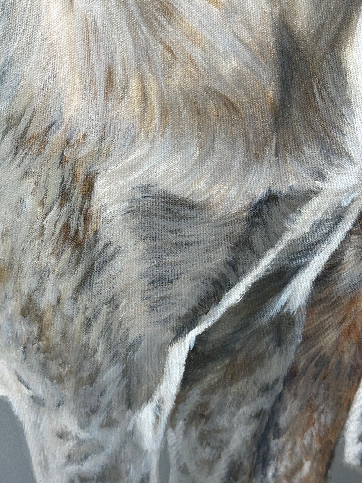 photo vintage Groot jachttafereel, olieverfschilderij, hondenkoppel van reukspeurhonden bij de Berkeley Hunt, gesigneerd door Vicky Palmer