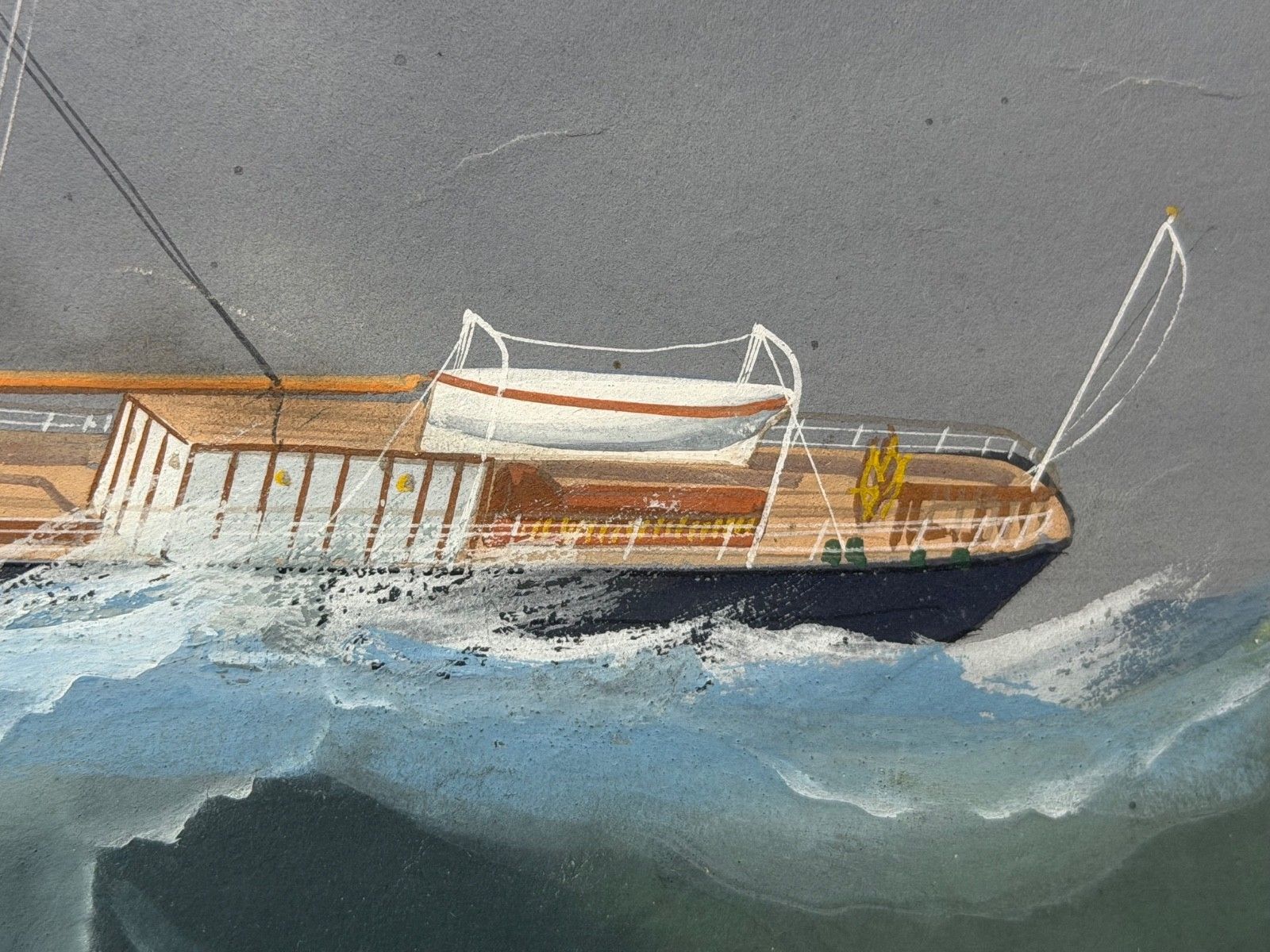 Kunst Maritiem schilderij ⚓ S.S. Livornese in zwaar weer, scheepsportret, toegeschreven aan Luca Papaluca photo