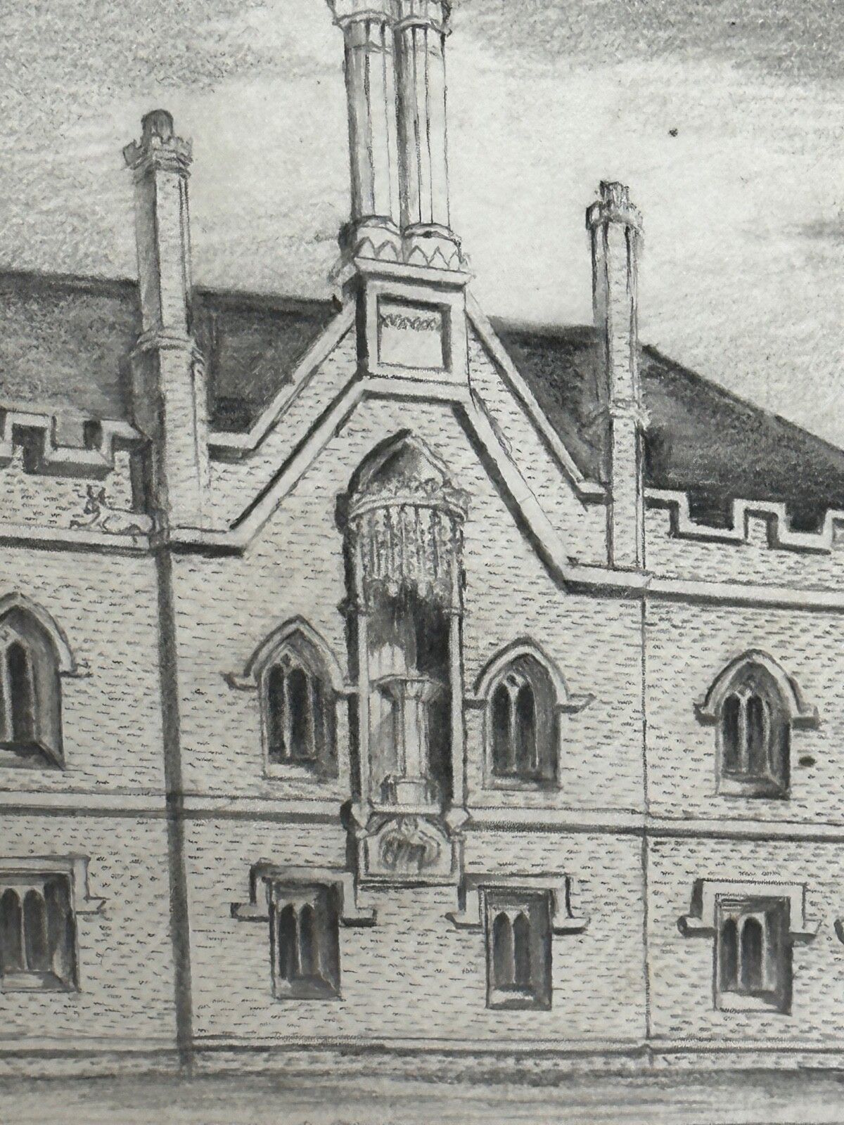 photo vinterior Tekening Gisborne Court Peterhouse Cambridge in de stijl van Joseph Michael Gandy