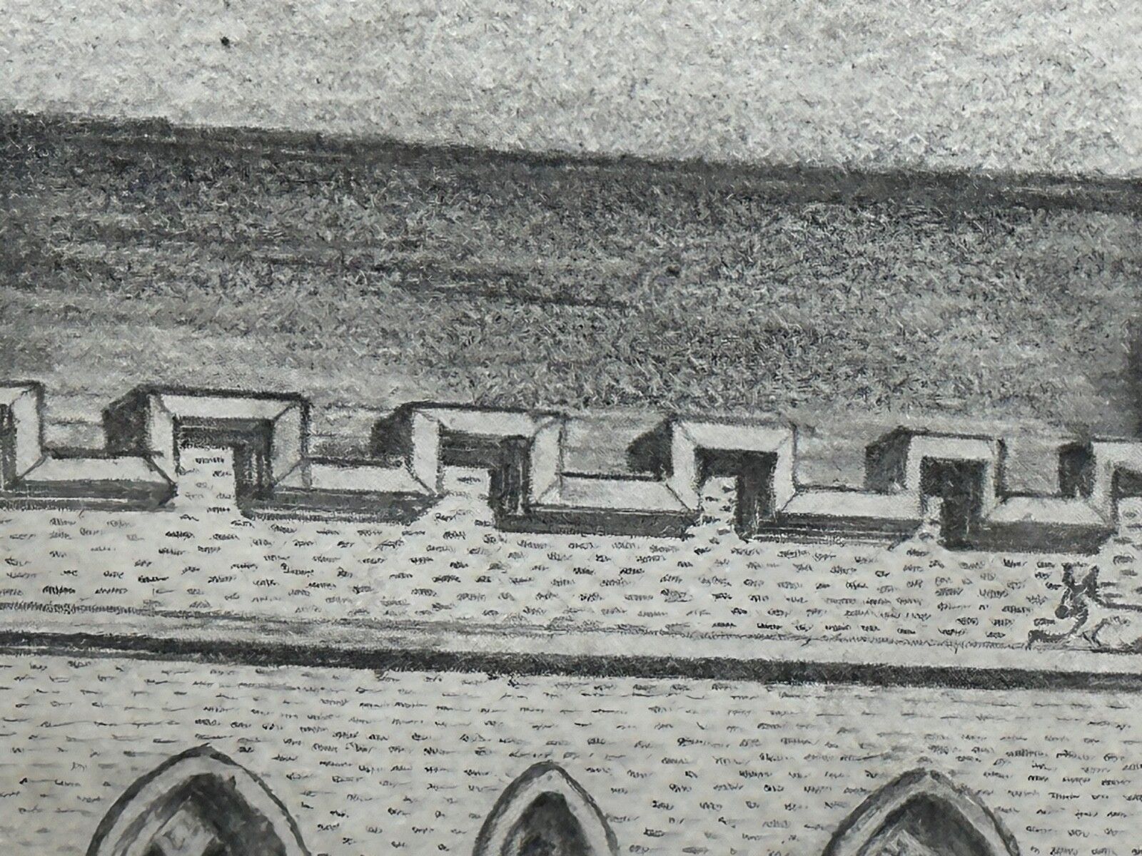 photo vintage Drawing Gisborne Court Peterhouse Cambridge In The Manner Joseph Michael Gandy