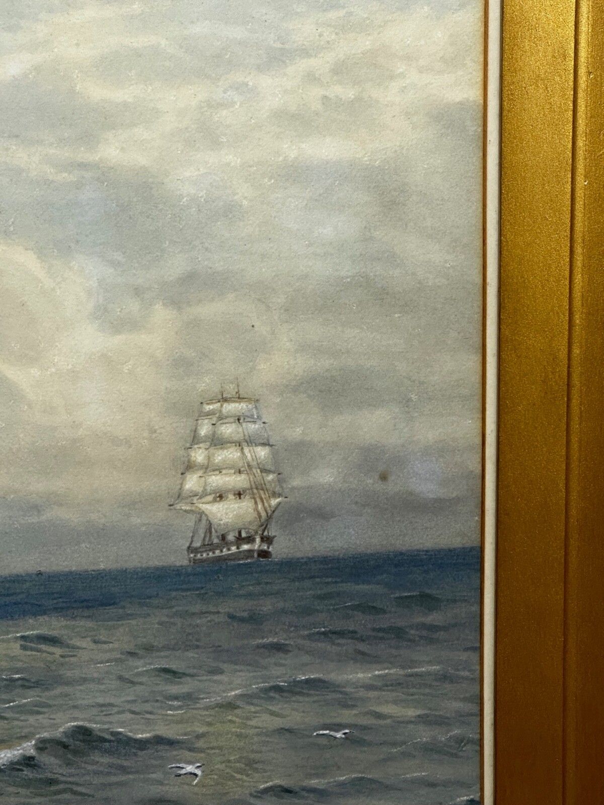 Victorian Marine Watercolour Barque Sailing Ship Signed By Samuel John Milton Brown photo for sale