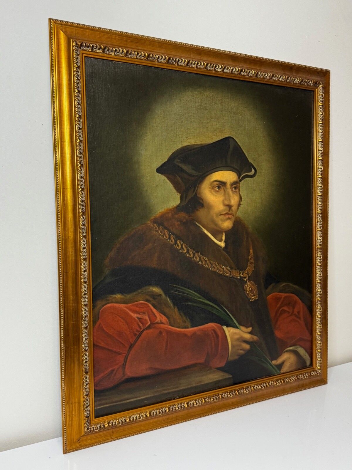 Oil Painting Sir Thomas More Chancellor Duchy Of Lancaster After Hans Holbein photo for sale