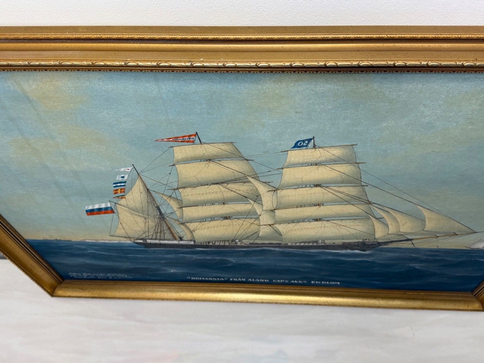 Baltic Barque Ship Britannia Of Åland Under Full Sail - Capt. August Ekblom photo vintage