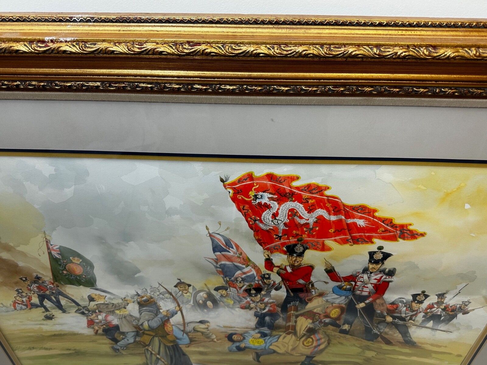 photo for sale Groot schilderij Slag om Chusan Opiumoorlogen 55th Westmorland Bestorming Guards Hill