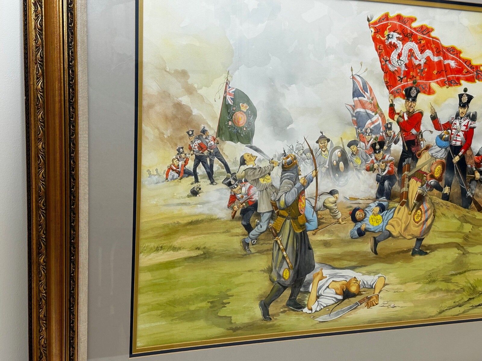 5000.0 Groot schilderij Slag om Chusan Opiumoorlogen 55th Westmorland Bestorming Guards Hill photo