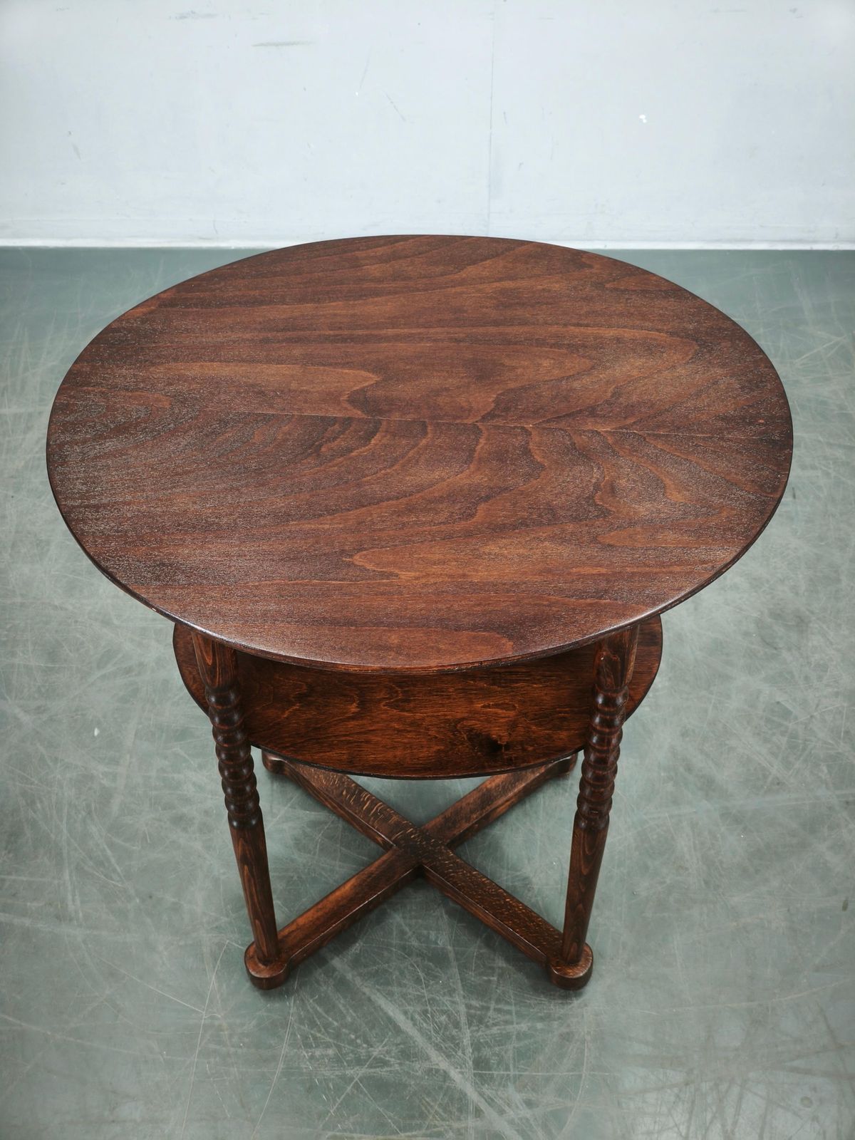 photo furniture 1920s Czech Art Deco Oval Beech Side Table With Lower Shelf