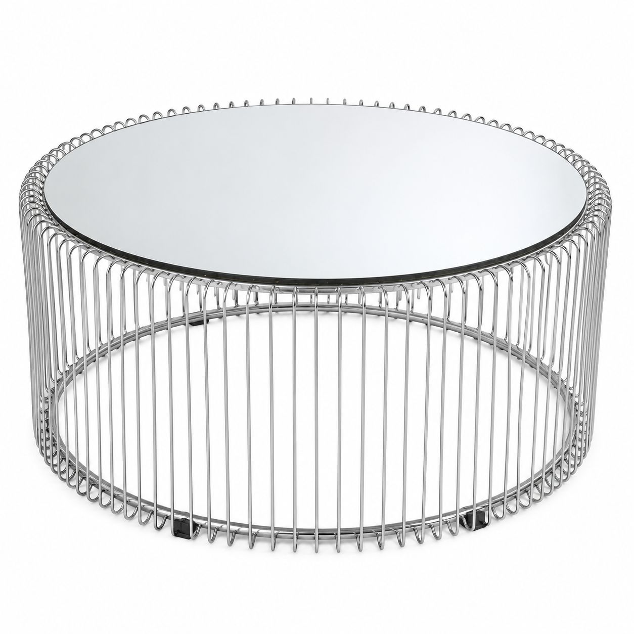 Ronde salontafel met gespiegeld blad, ca. jaren 1990.