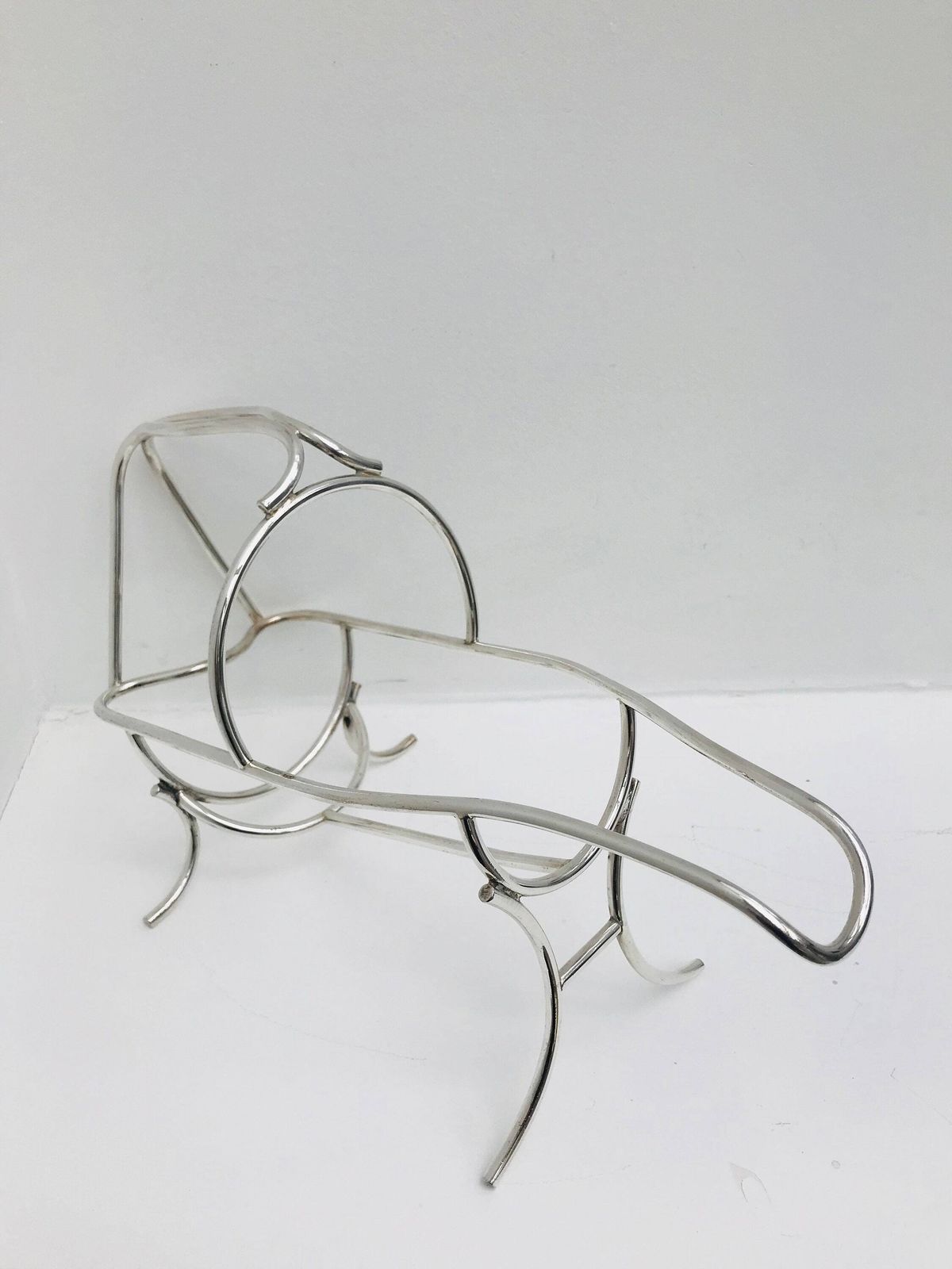 Mid Century Wine Cradle: Belgian Bar Cart, Wine Bottle Holder photo Home Decor
