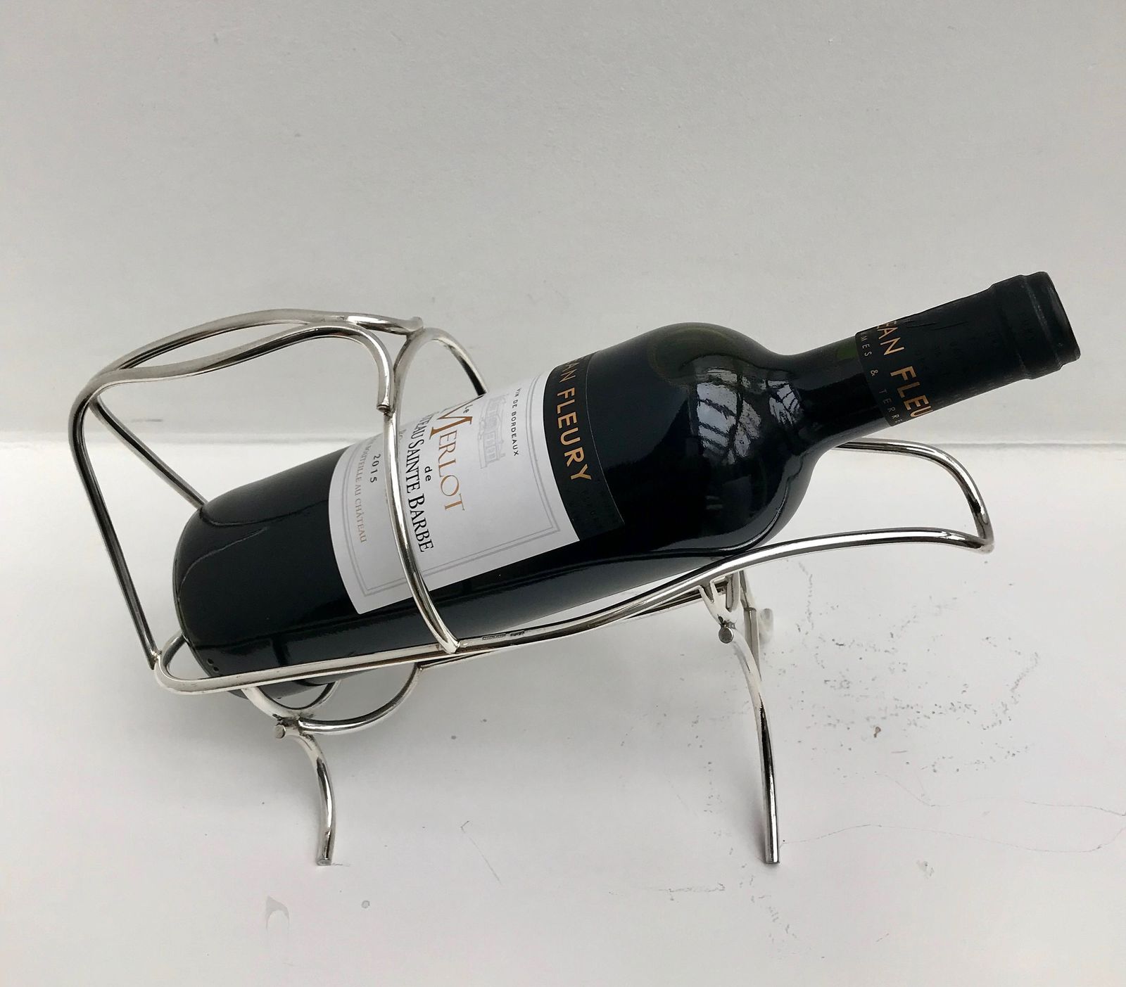 Mid Century Wine Cradle: Belgian Bar Cart, Wine Bottle Holder photo buy