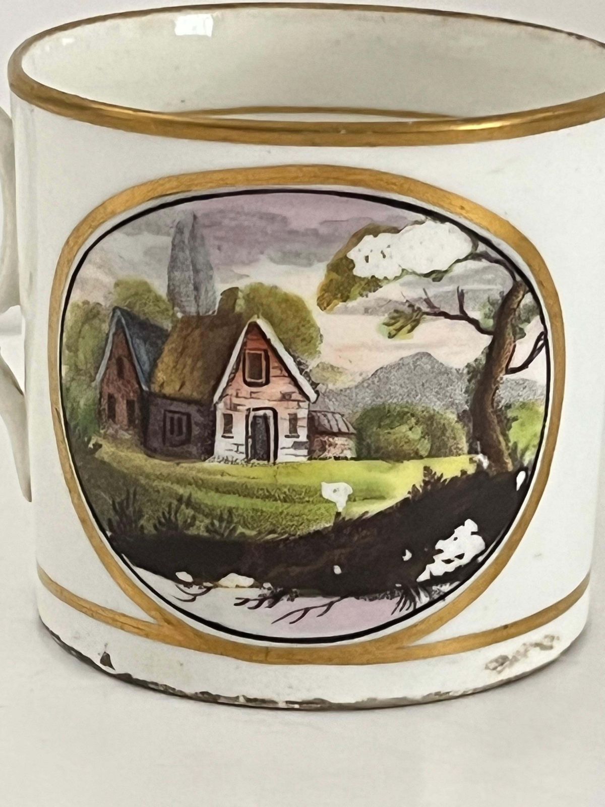 Newhall Porcelain Coffee Can, Llangollen Bridge Over The River Dee. Circa 1805 photo 214.0