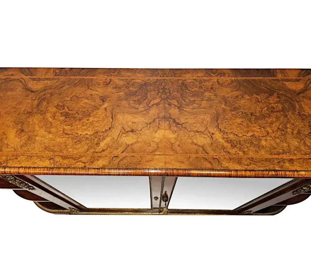 photo furniture A Very Rare 19th Century Large Inlaid Burr Walnut Credenza Stamped 'Gillows'