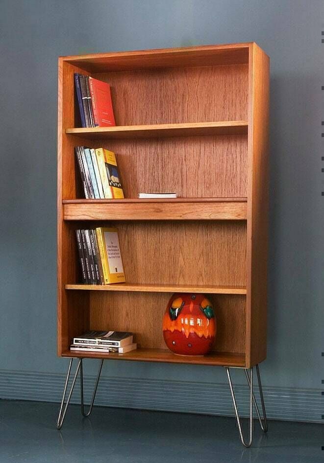 Vintage Mid Century G Plan Fresco Teak Bookcase 1970s – Hairpin Legs Or Tapered Teak Feet photo for sale