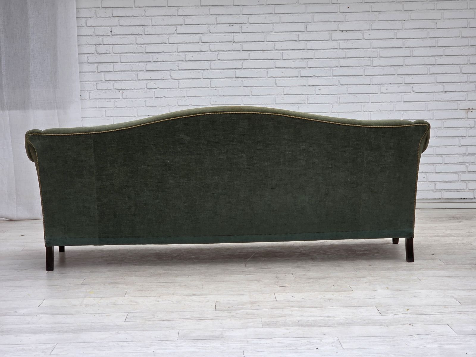 1770.0 1960s, 3 Seater Danish Sofa, Green Furniture Velour. photo