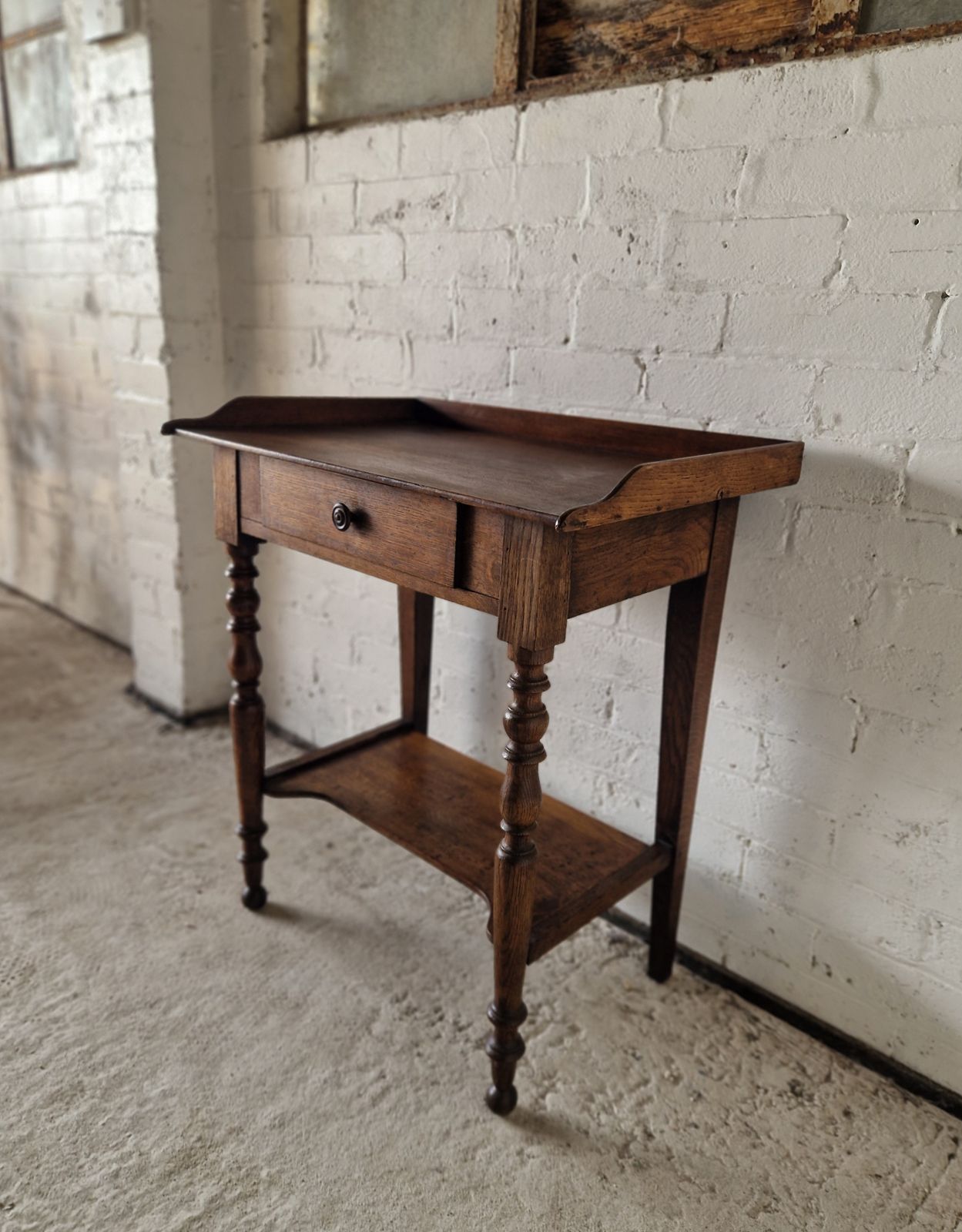 French Antique Oak Washstand, 1800s photo vintage