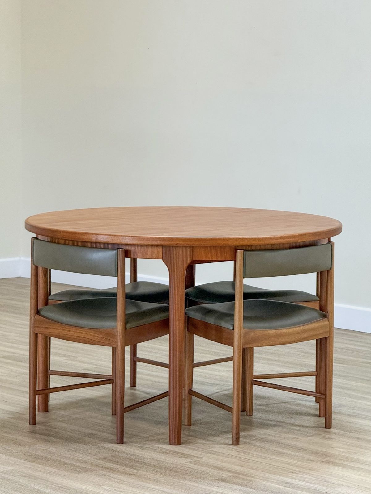 McIntosh Dunvegan Teak Dining Set – Round Extending Table & 4 Chairs (1960s Scotland) photo vintage