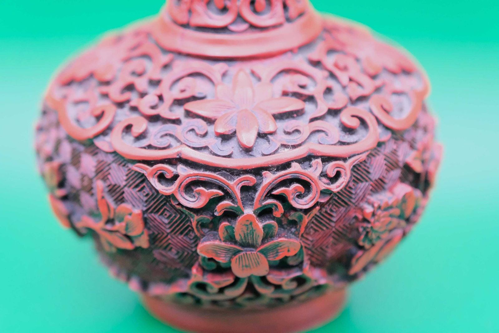 photo buy Chinese Cinnabar Style Vases, Faux Lacquer Resin, Chinese Cinnabar Style Baluster Vases