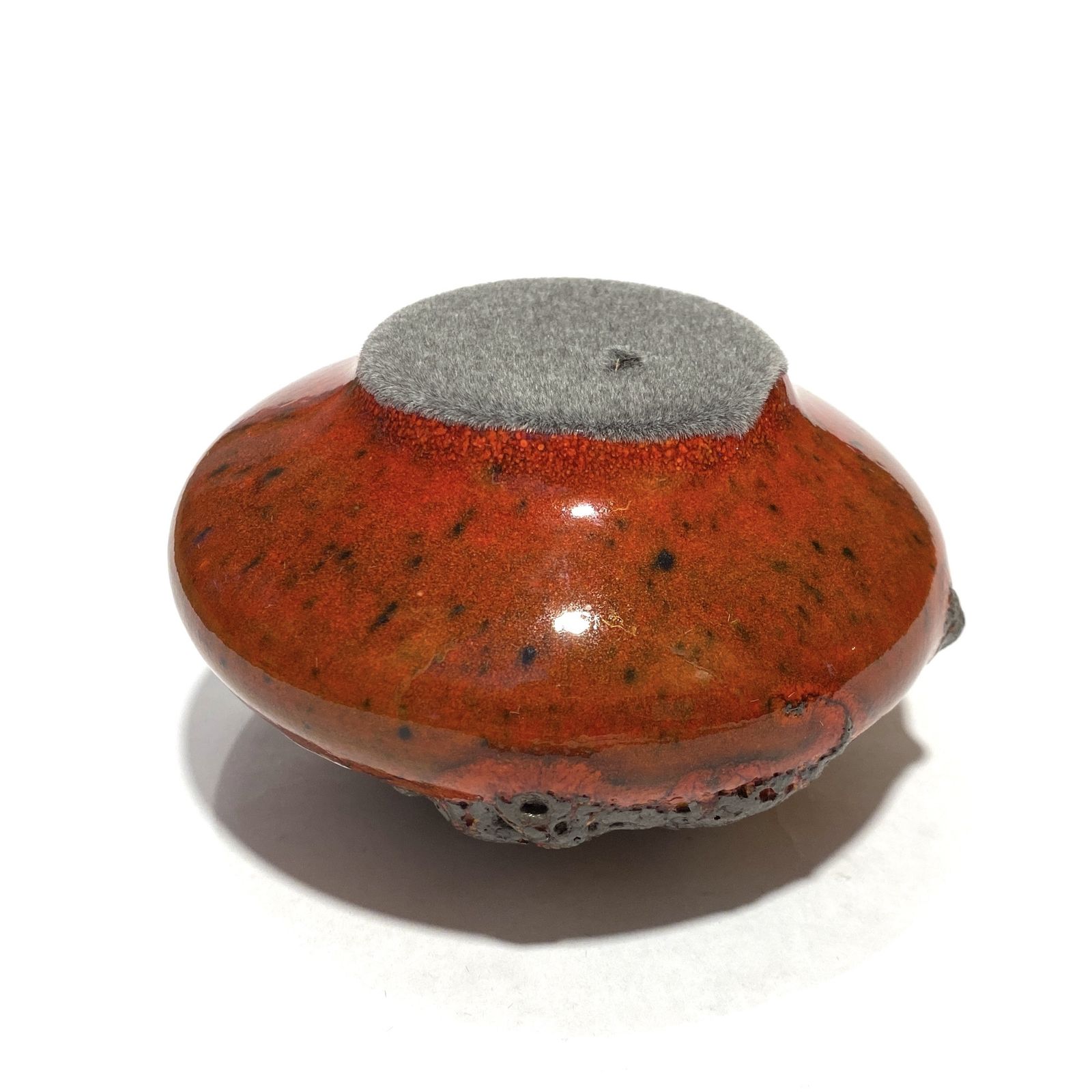 Otto Keramik 203 Vaas in Rood en Geel Fat Lava (11 cm diameter), West-Duits aardewerk glazuur photo Woonaccessoires