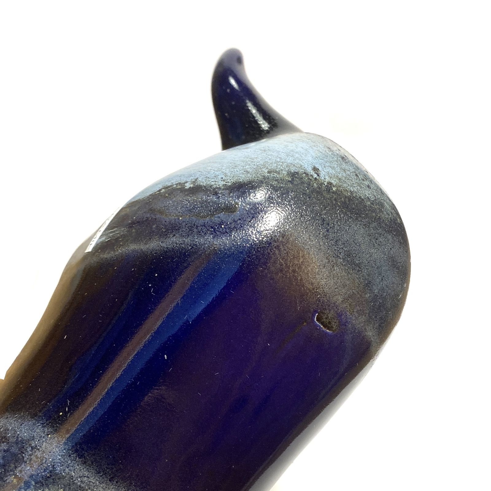 Otto Keramik Ceramic Bull In Dark Blue Kreta Glaze, West German Pottery Style Sculpture photo furniture
