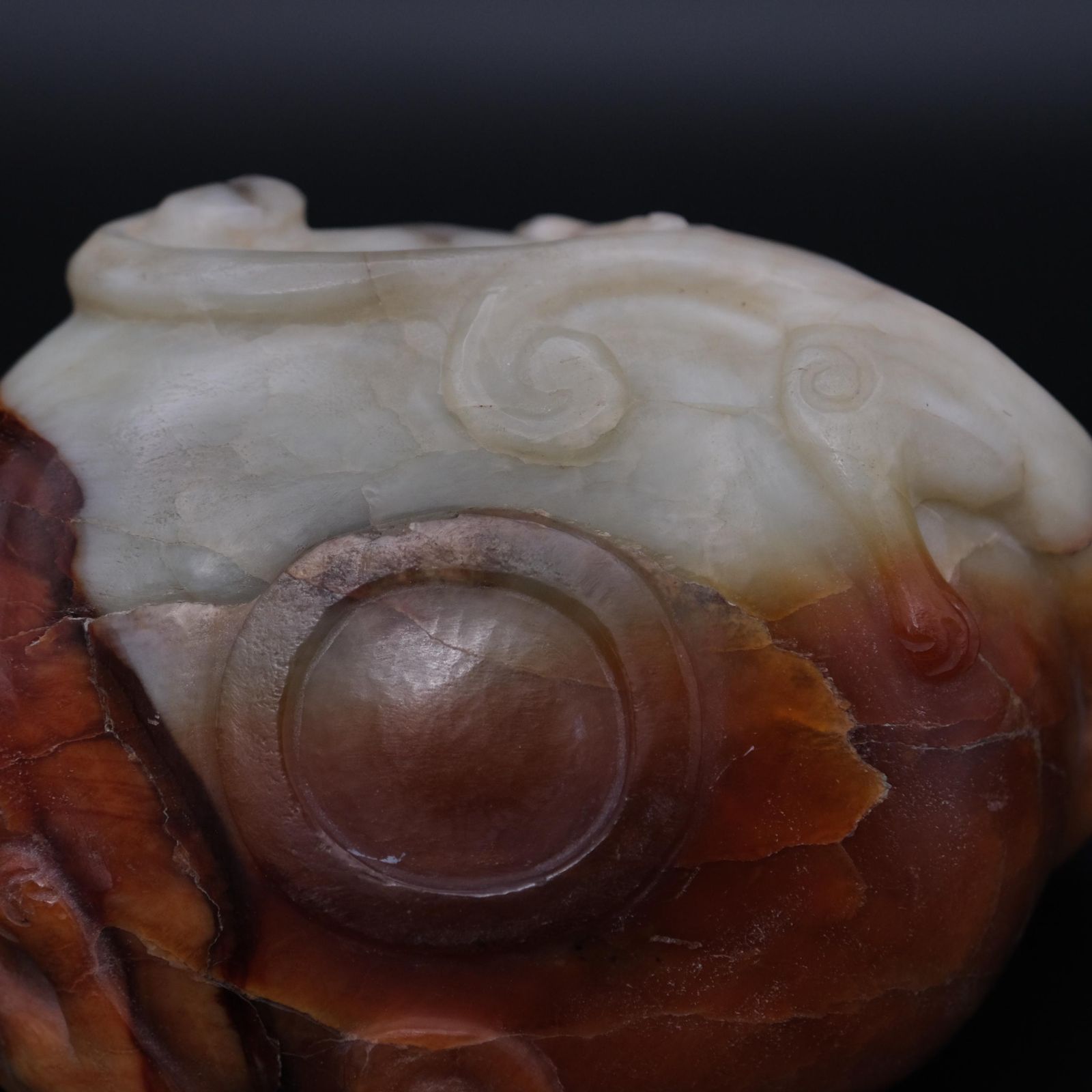 Chinese Carved Hardstone Chilong Dragon Water Dropper / Brush Washer, 20th Century Scholar's Desk Piece photo buy