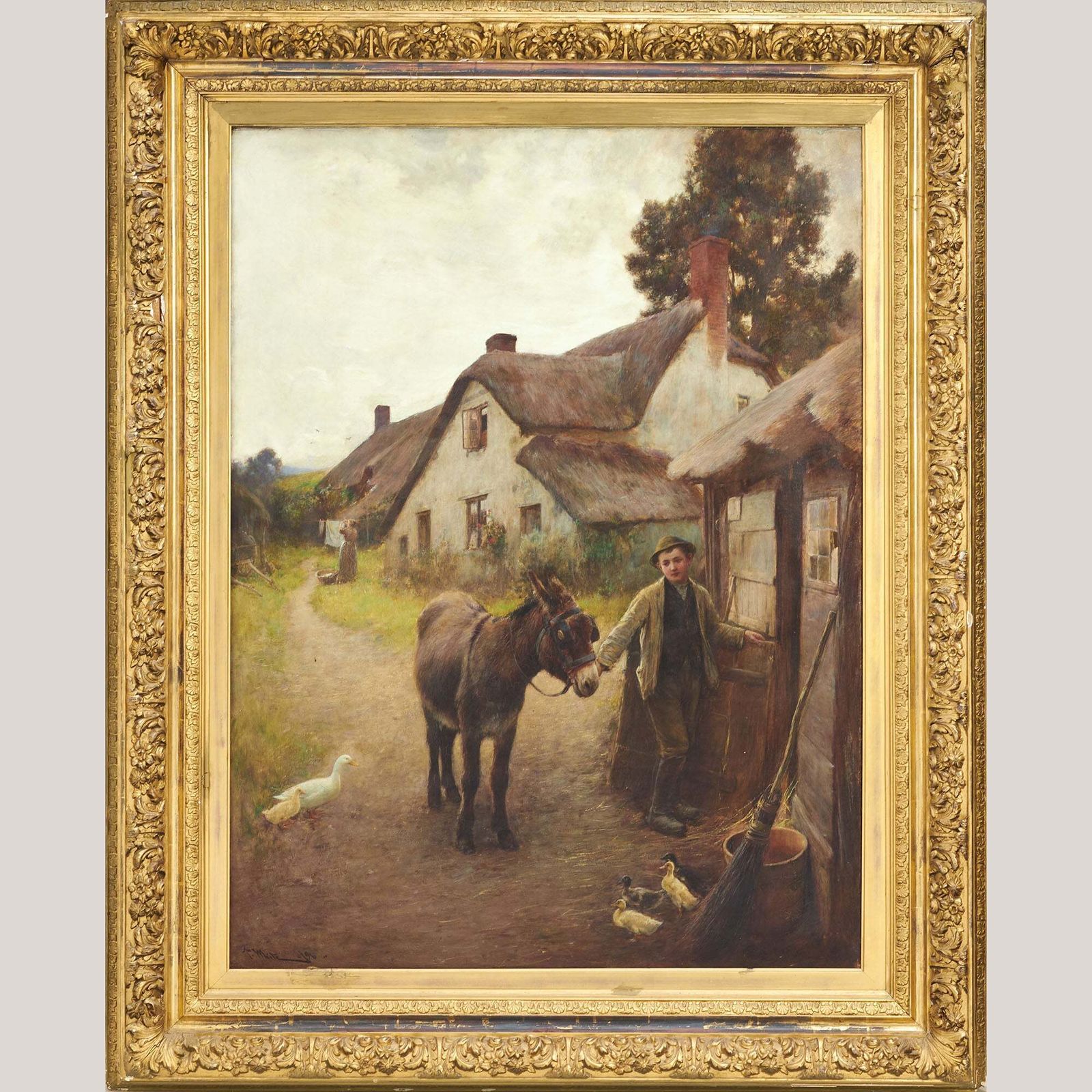 Boy With Donkey, John White RI (1851–1933) photo for sale
