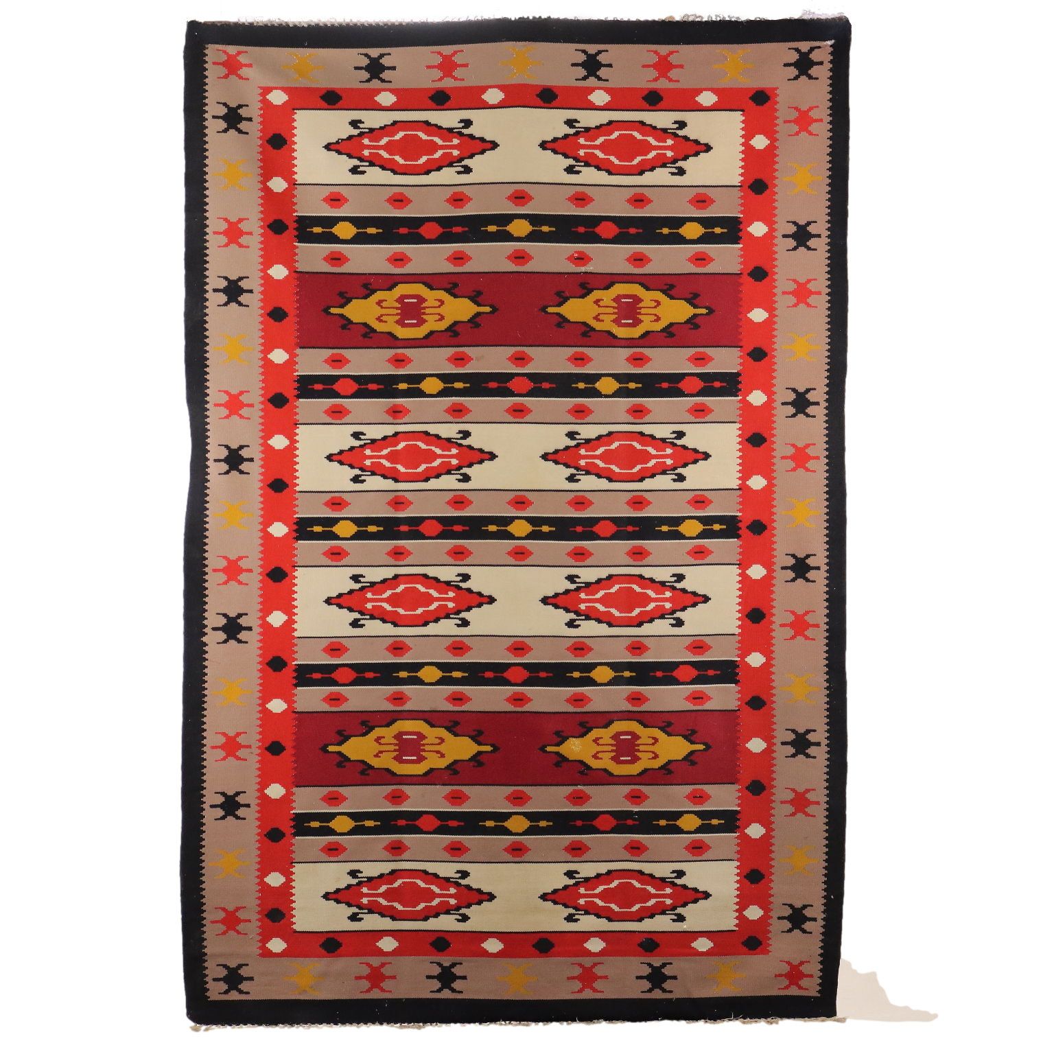 Antique Asian Carpet Cotton Wool Thin Knot Turkey 114 X 75 In