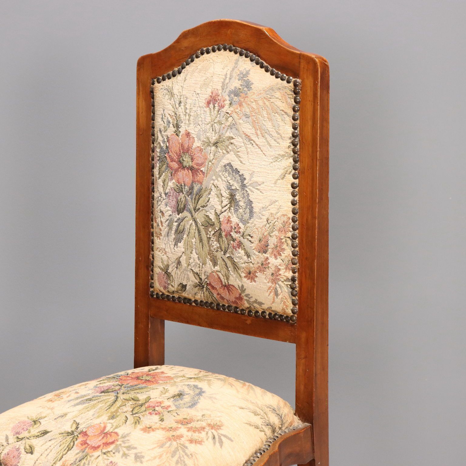 Ensemble de chaises Art déco en noyer et loupe de noyer, Italie, XIXe siècle photo vintage