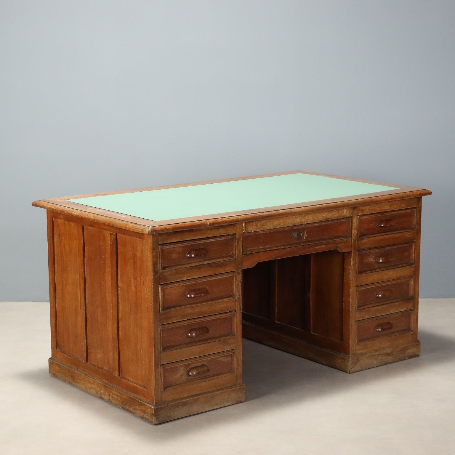 Antique Writing Desk Oak Drawers Italy XX Century