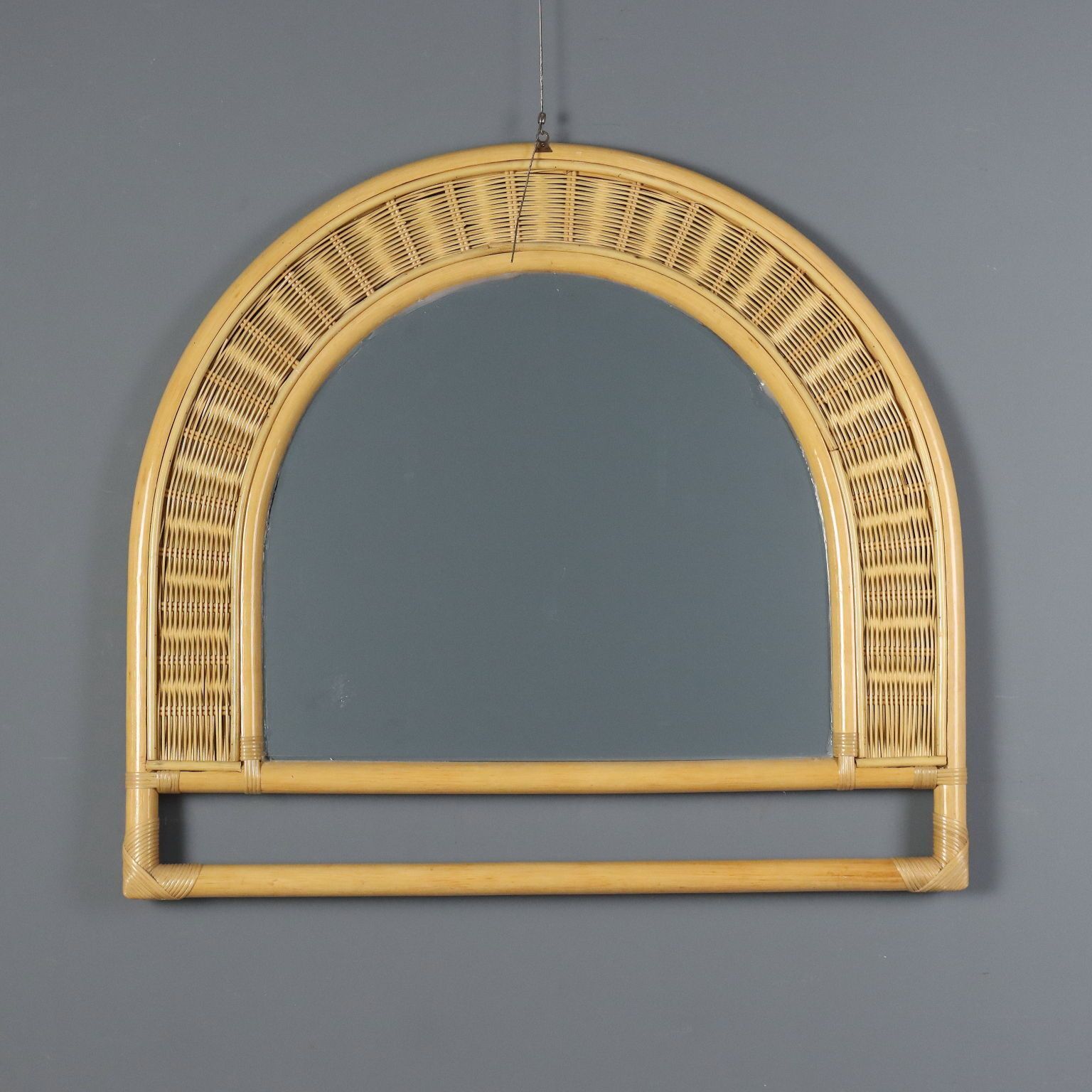 photo furniture Miroir mural vintage en bambou, Italie, années 1980