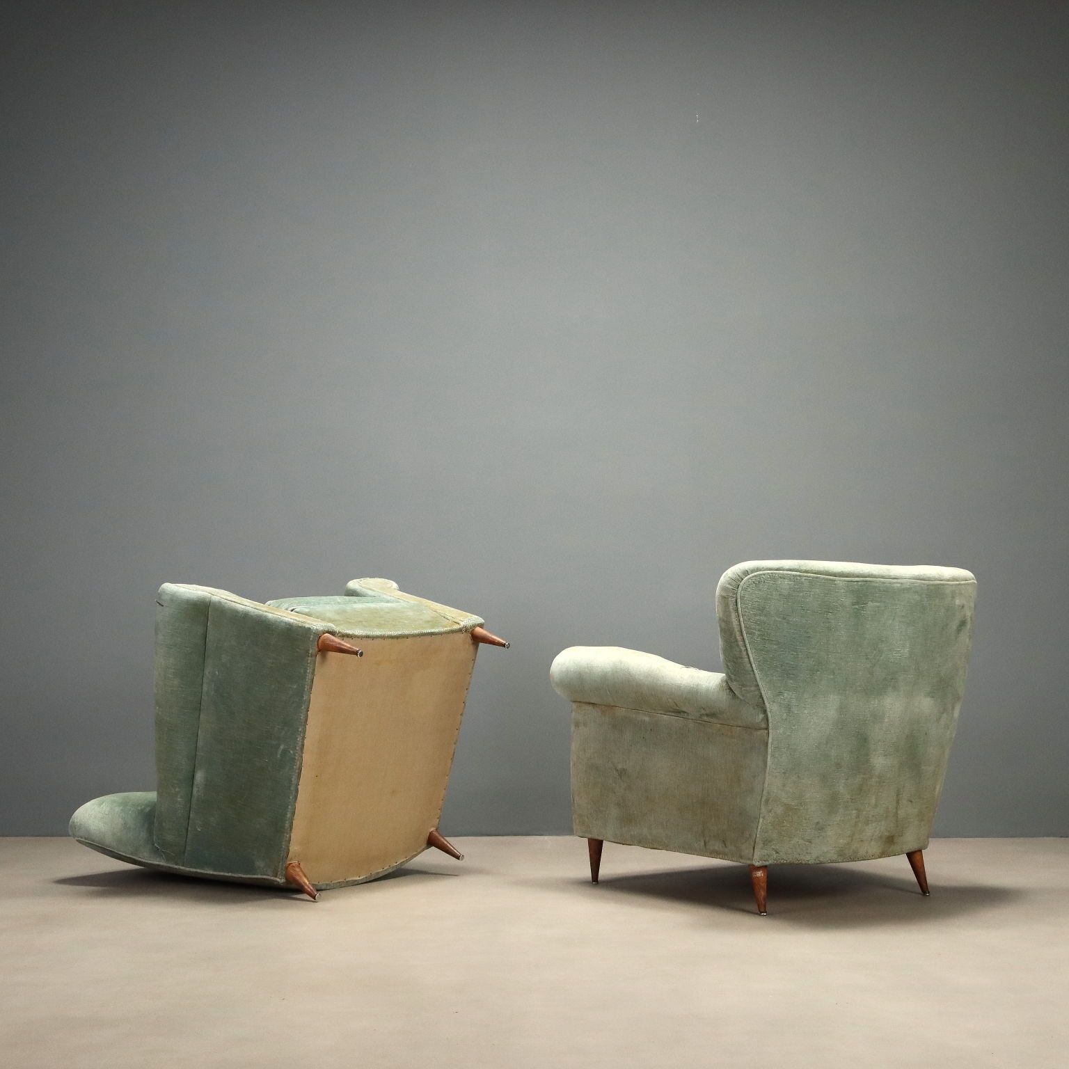 photo vinterior Fauteuils vintage en tissu, design italien, années 1950