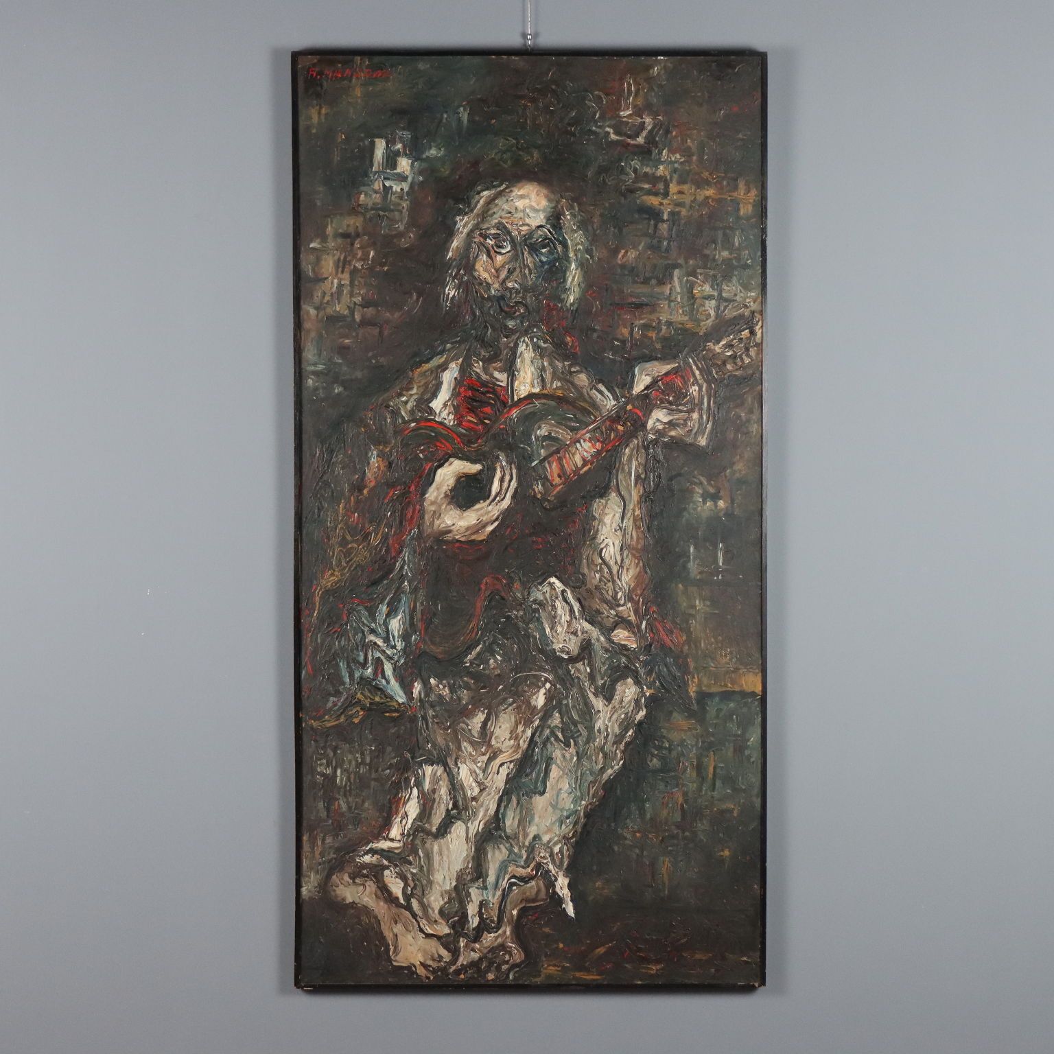 Peinture contemporaine signée Antonio Manzoni, technique mixte, '900