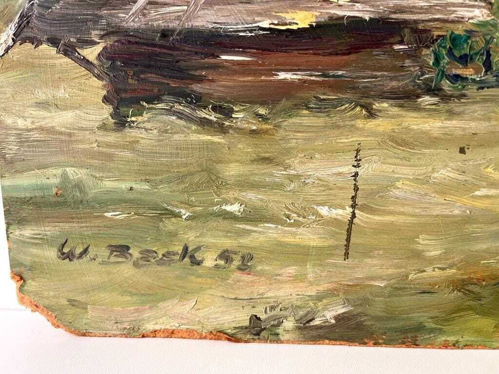 photo for sale Paysage de montagne français, pâturages alpins, huile sur panneau, 1952