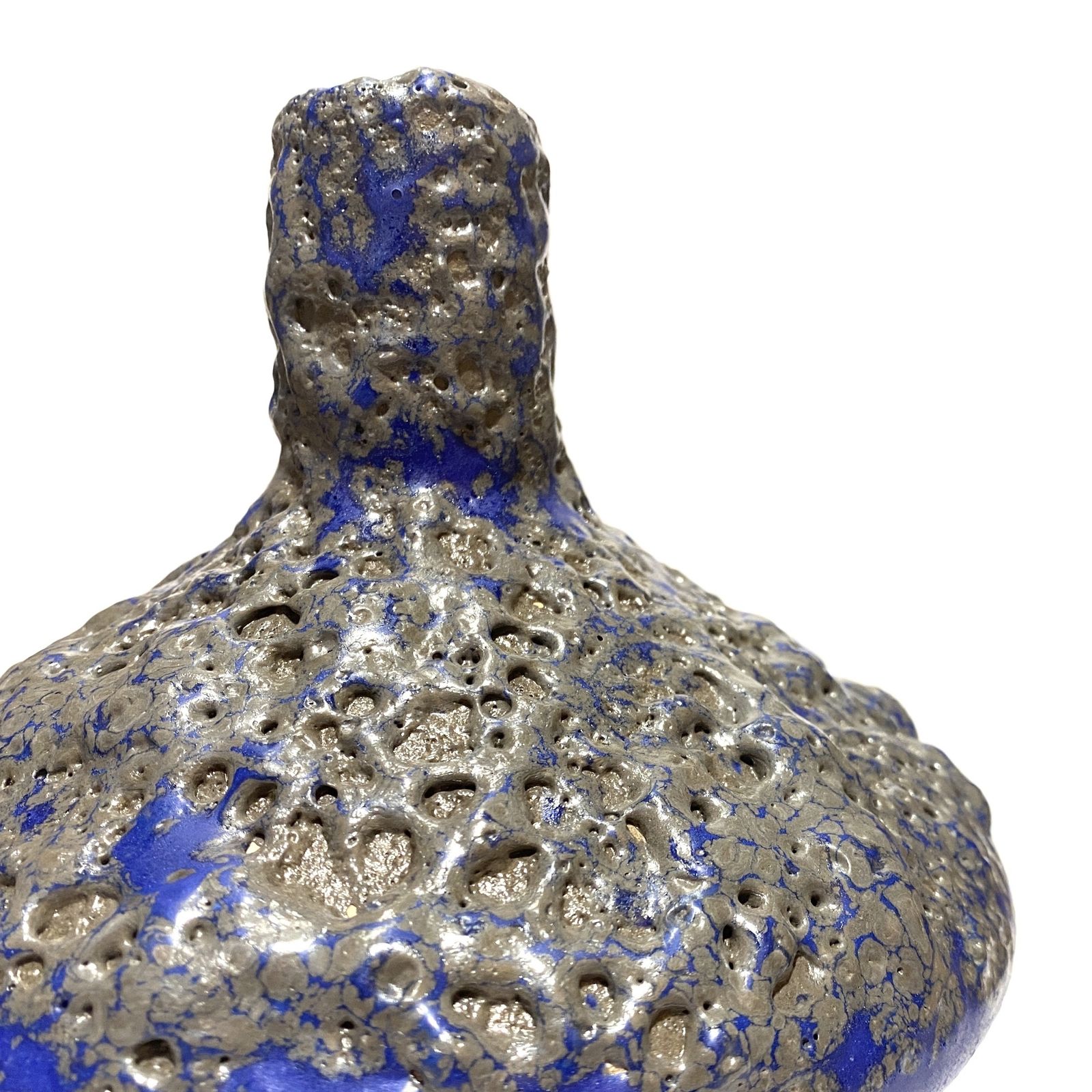 Otto Keramik 206 vaas in blauw fat lava (17,5 cm diameter), West-Duits art pottery glazuur photo Woonaccessoires