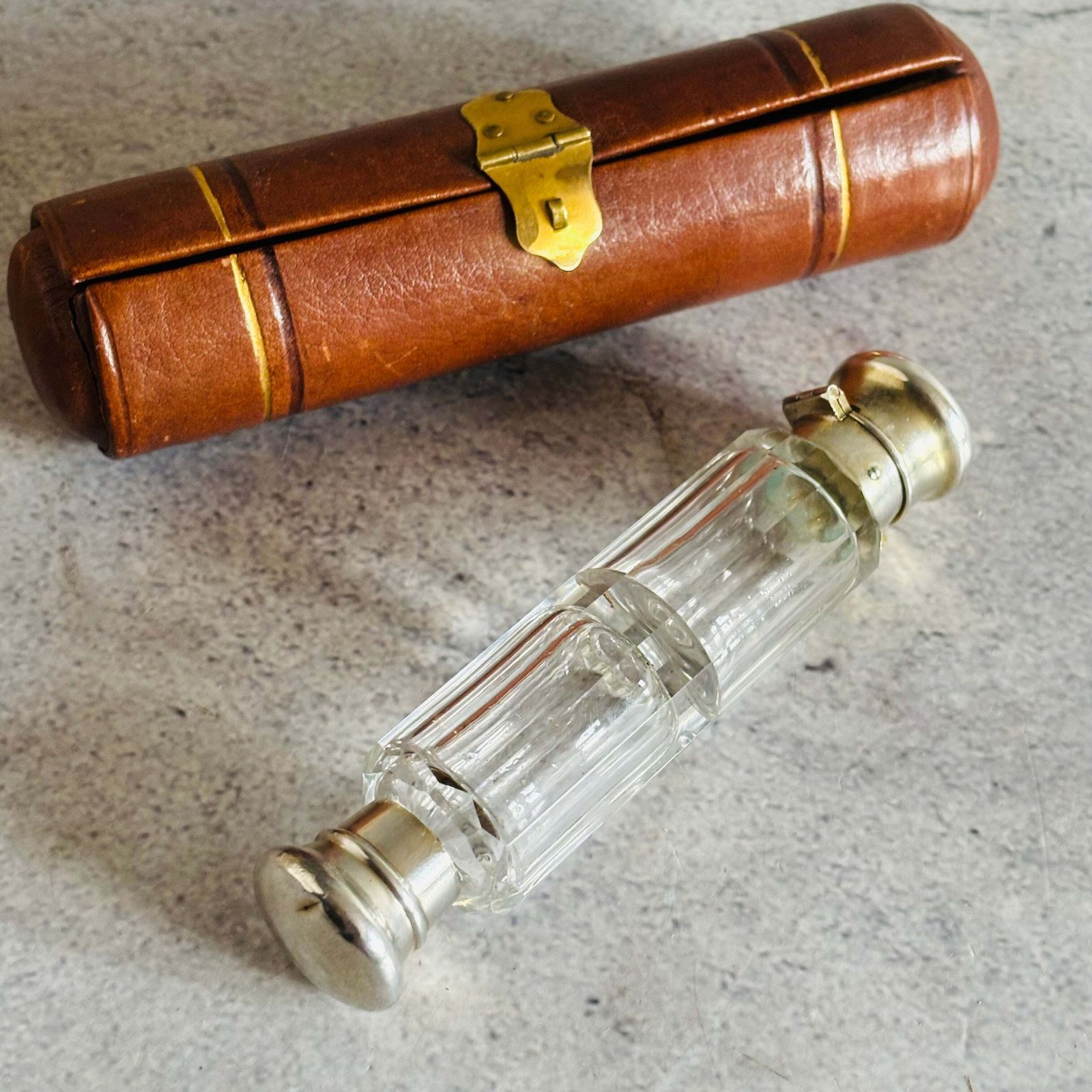Home Decor Antique Glass Double Ended Scent Bottle & Case photo