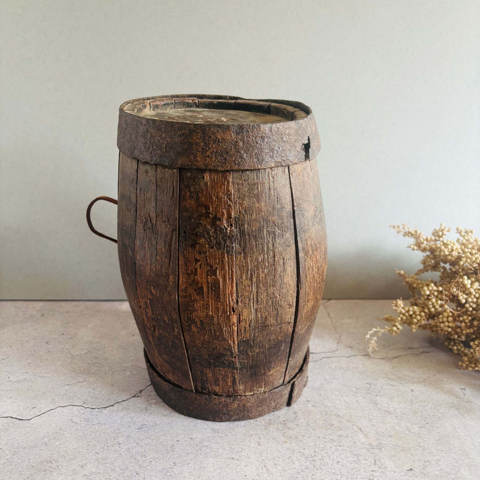 Antiek eikenhouten cider firkin vat photo Woonaccessoires