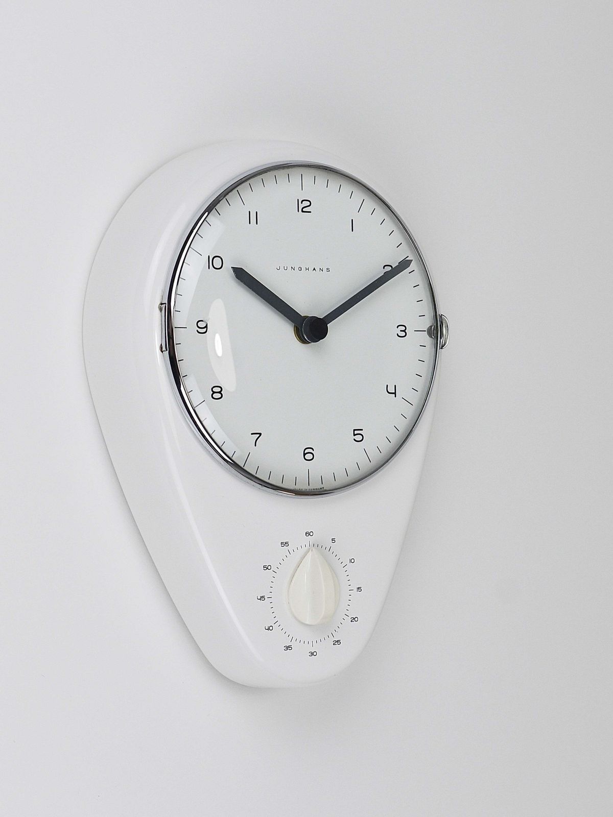 Woonaccessoires Max Bill Witte Wandklok & Timer Mid-Century Modern, Junghans Duitsland, jaren 1950 photo