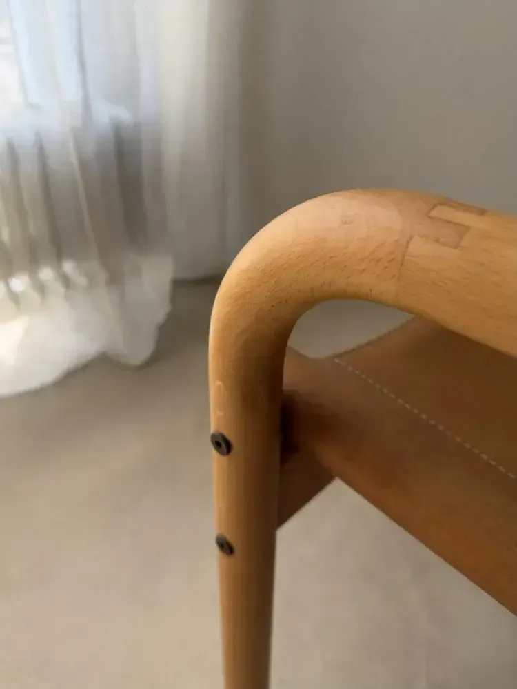 Danish Safari Armchair, Beech Wood, Leather, 1970s photo vinterior